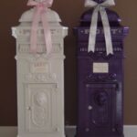 Wedding post boxes in purple and white